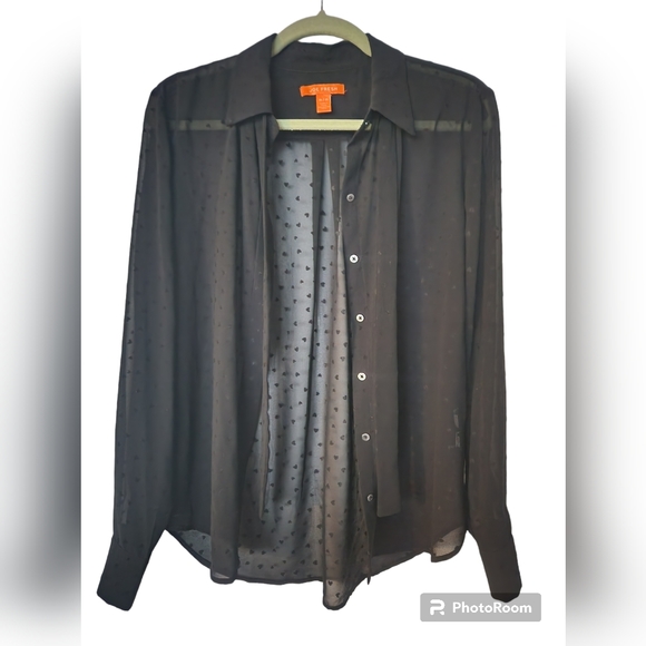 Joe Fresh sheer heart bow-neck blouse - Picture 3 of 4